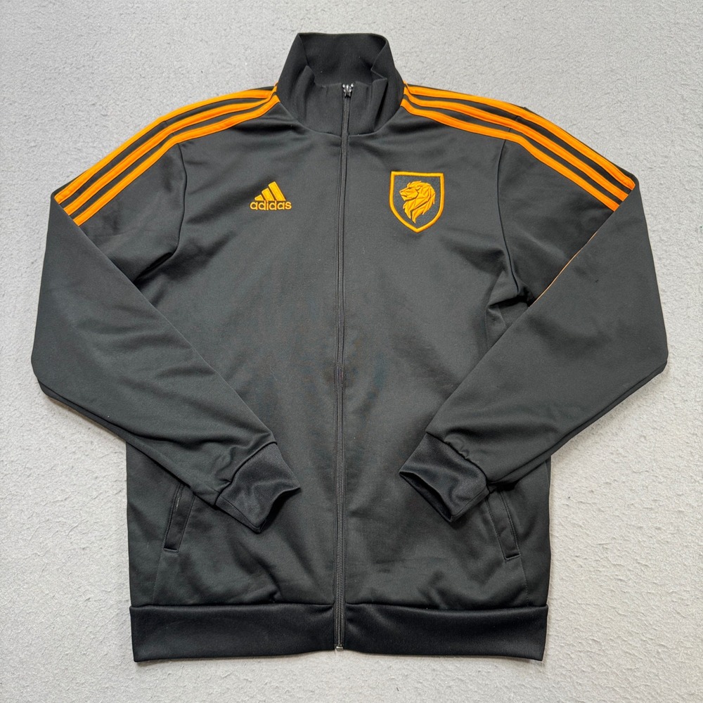Adidas Track Jacket Mens Medium Black Holland Soccer Lion Crest Trefoil Athletic